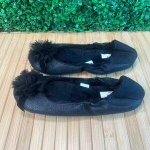 Vera Wang SimplyVera Black Women's Fur Lined Slippers Sz 7-8